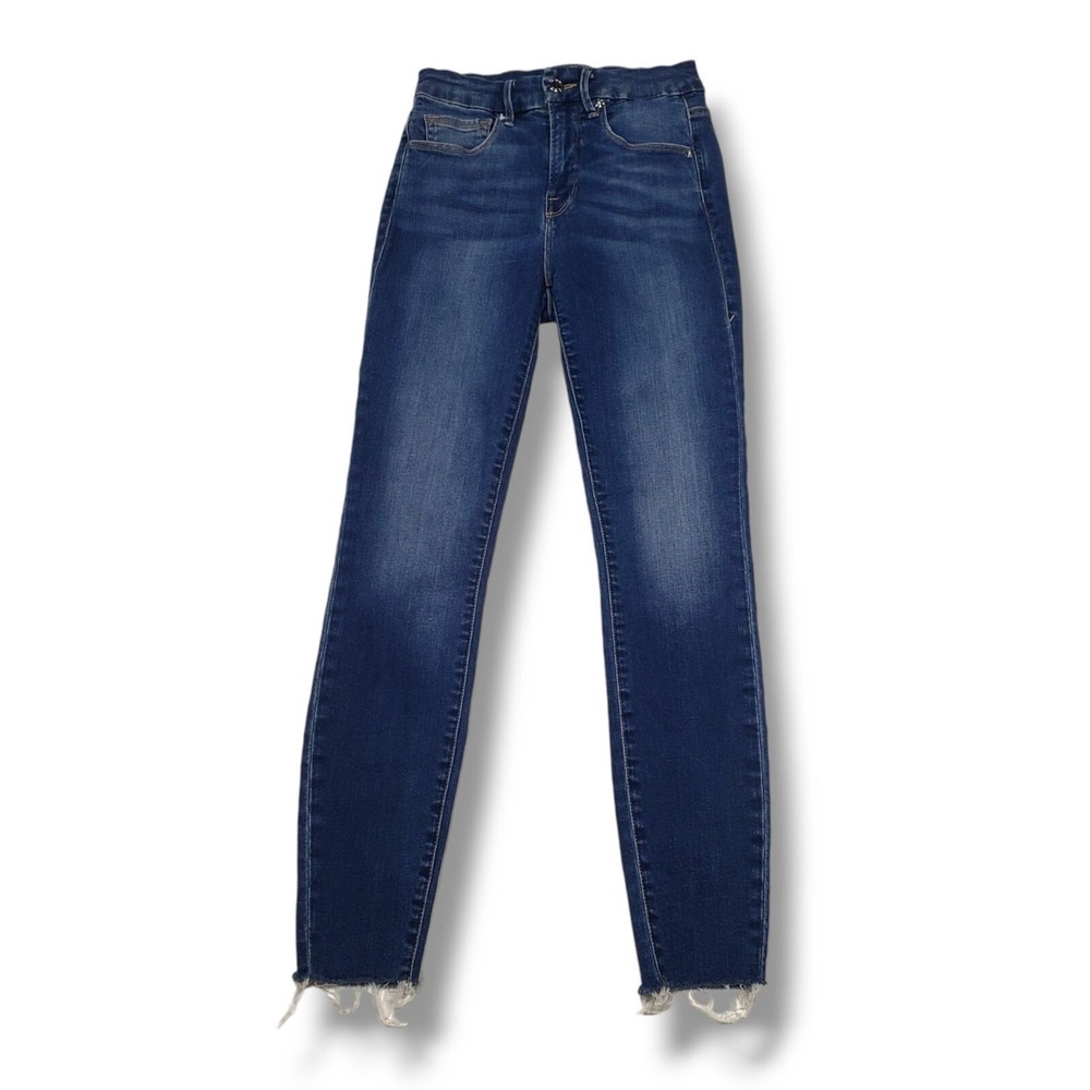 Good‎ American Good Waist Crop Jeans Womens 25 Raw Edge Mid Rise